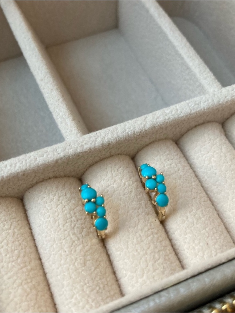 Sydney Evan 14k Gold Turquoise Huggies